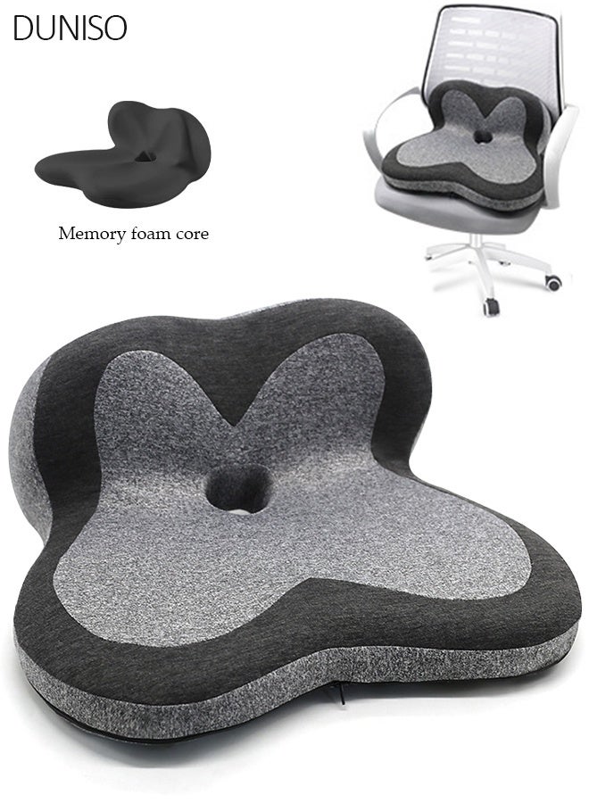 DUNISO Seat Cushion Memory Foam Cushion for Office Chair, Car Seat, Airplane, Bleacher - Sciatica & Hip & Coccyx Pain Relief Desk Chair Cushion for Long Sitting Office Workers, Car Drivers - Image 1